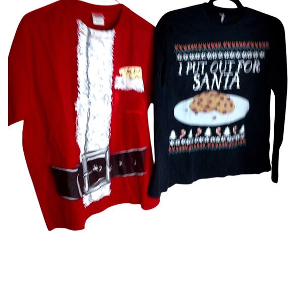 Christmas Shirts I Put Out for Santa And The List Naugthy Or Nice Set of 2 READ - Picture 1 of 7